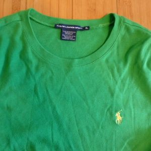 RL SPORT LS GREEN TEE SHIRT YELLOW EMBLEM XL
